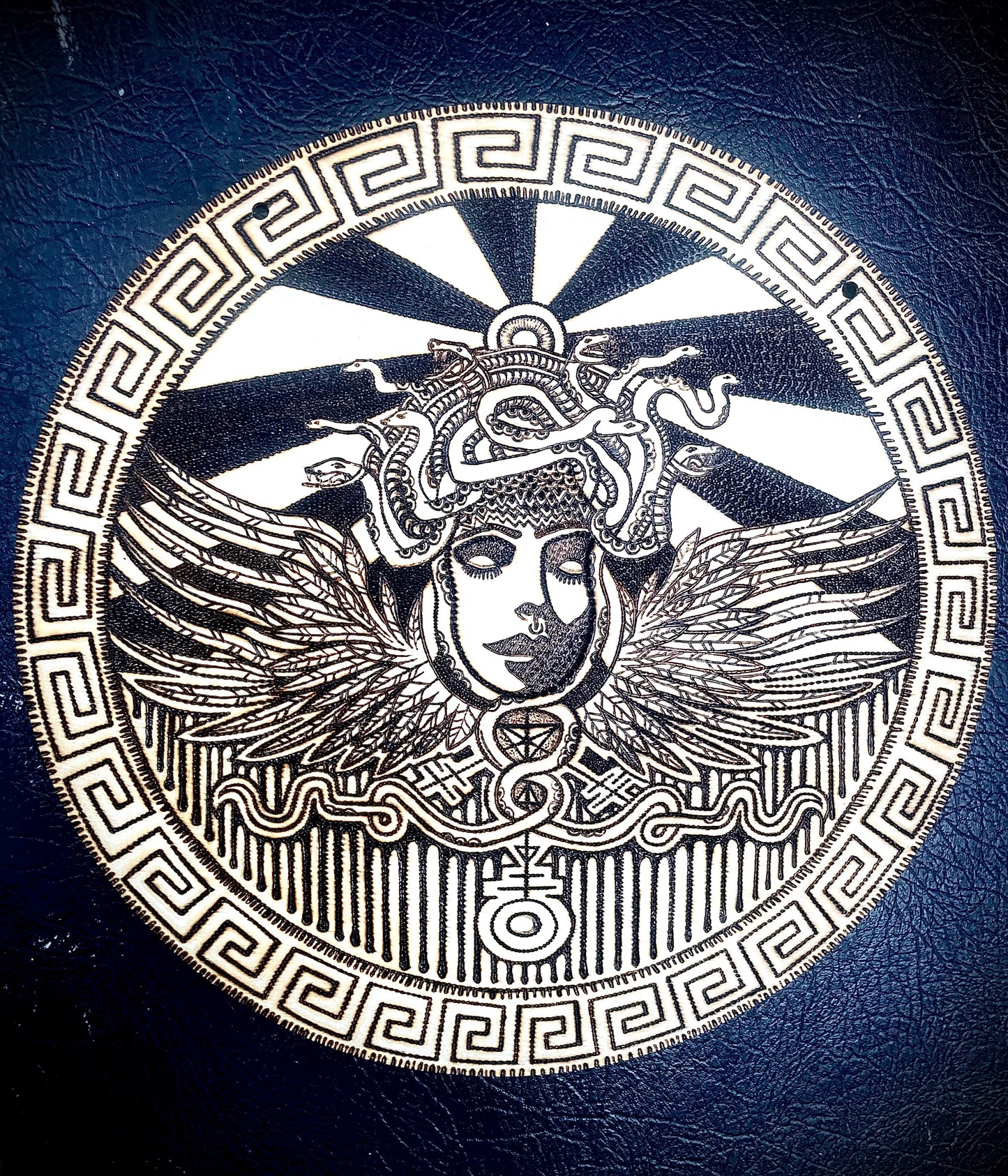 The Aegis Shield, Pyrography