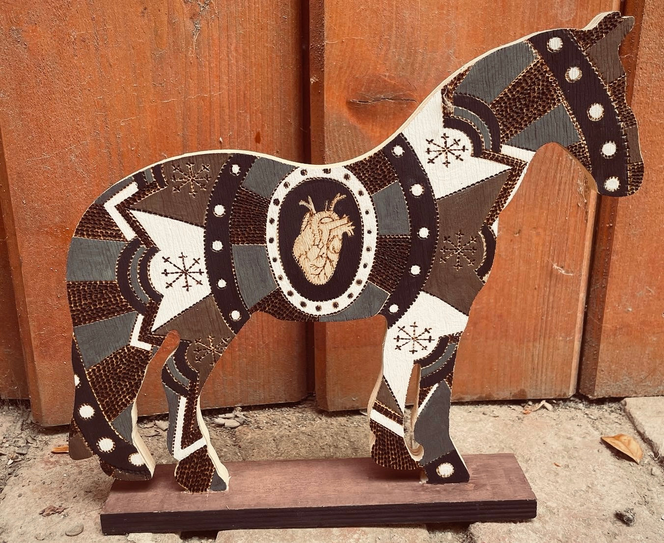 Svaøilfari Woodburn Horse with watercolor -SOLD